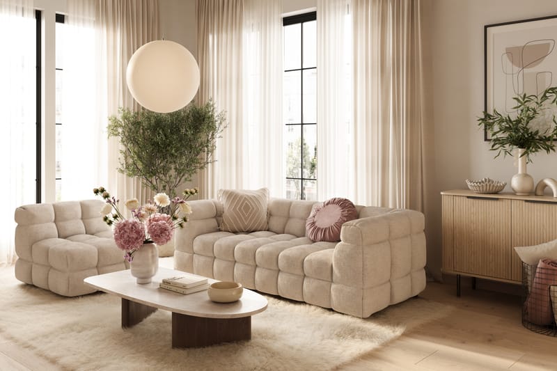 Elise Boblete Sofagruppe 3-seter Sofa + Lenestol - Beige - Møbler - Sofaer - Sofagrupper
