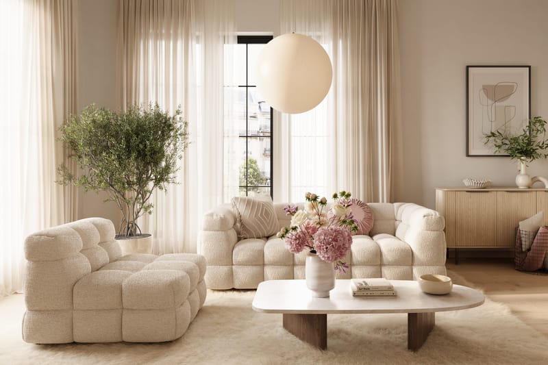 Elise Boblete Sofagruppe 3-seter Sofa + Lenestol - Beige - Møbler - Sofaer - Sofagrupper