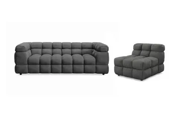 Elise Boblete Sofagruppe 3-seter Sofa + Lenestol - Mørkegrå - Møbler - Sofaer - Sofagrupper