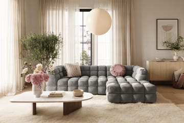Elise Boblete Sofagruppe 4-seter Divansofa Høyre + Lenestol - Mørkegrå - Møbler - Sofaer - Sofagrupper