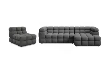 Elise Boblete Sofagruppe 4-seter Divansofa Høyre + Lenestol - Mørkegrå - Møbler - Sofaer - Sofagrupper