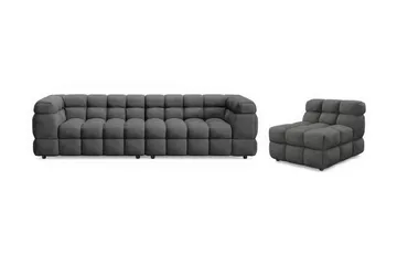 Elise Boblete Sofagruppe 4-seter Sofa + Lenestol - Mørkegrå - Møbler - Sofaer - Sofagrupper