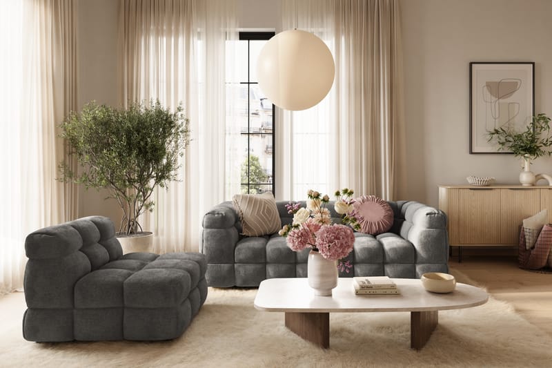 Elise Boblete Sofagruppe 4-seter Sofa + Lenestol - Mørkegrå - Møbler - Sofaer - Sofagrupper