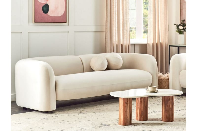 Fabion Sofa 3-seter - Krem - Møbler - Sofaer - Fløyelssofaer