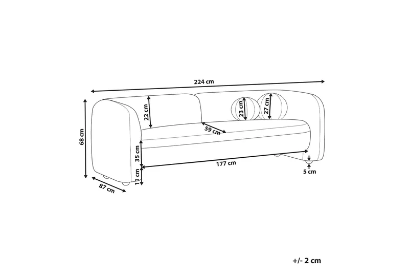 Fabion Sofa 3-seter - Krem - Møbler - Sofaer - Fløyelssofaer