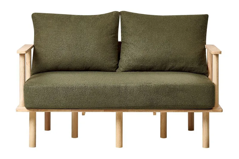 Fadey Sofa 2-seter, Grønn/Lyst tre