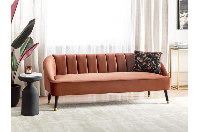 Farrin Sofa 3-seter - Brun/Svart/Gull - Møbler - Sofaer - Fløyelssofaer