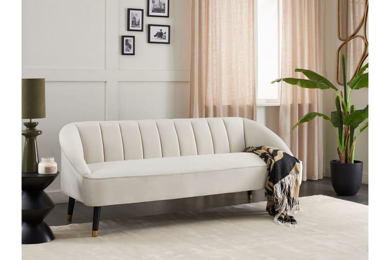 Farrin Sofa 3-seter - Hvit/Svart/Gull - Møbler - Sofaer - Fløyelssofaer