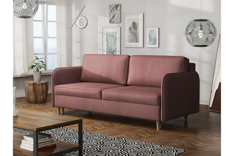 2-seter Sofa Gaja - Rosa - 2 seters sovesofa - Fløyelssofaer