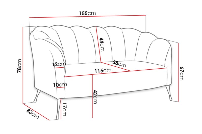 2-seters Sofa Naspur - Fløyel/Blå/Gull - Fløyelssofaer - 2 seter sofa