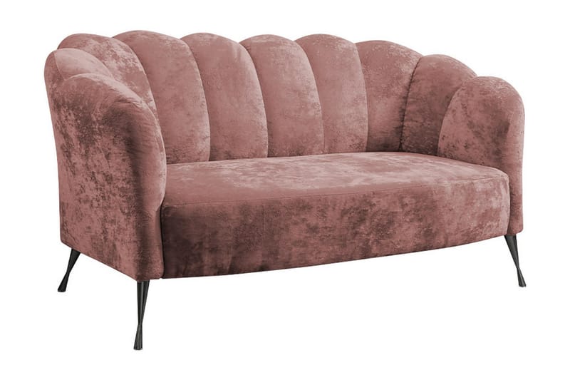 2-seters Sofa Naspur - Fløyel/Rosa/Svart Krom - Fløyelssofaer - 2 seter sofa