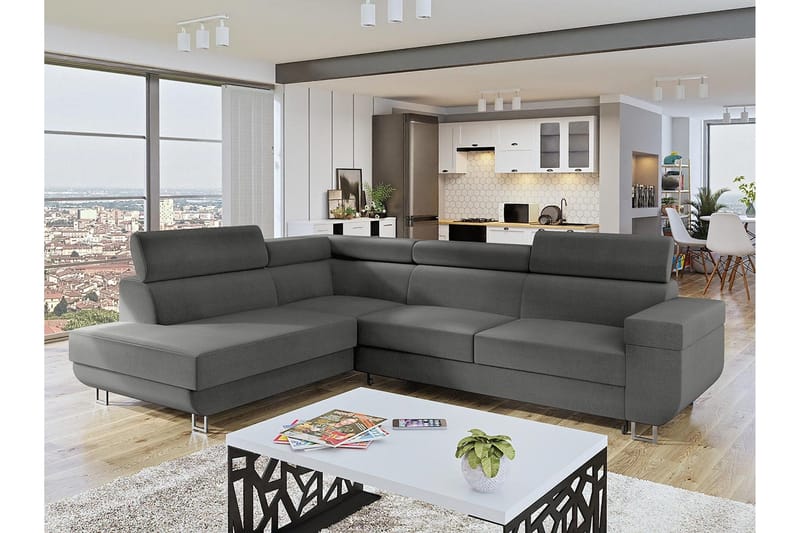 3-seters Hjønresovesofa Argueso - Grå - Møbler - Sofaer - Sovesofaer - Langsgående sovesofa