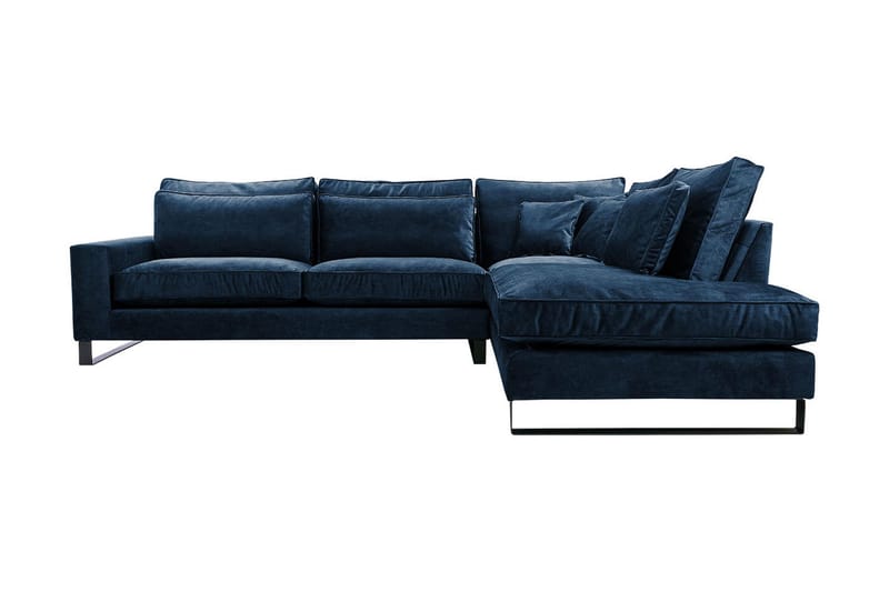 3-seters Hjørnesofa Taboras - Fløyel/Blå - Fløyelssofaer - 3 seters sofa med divan - Sofaer med sjeselong