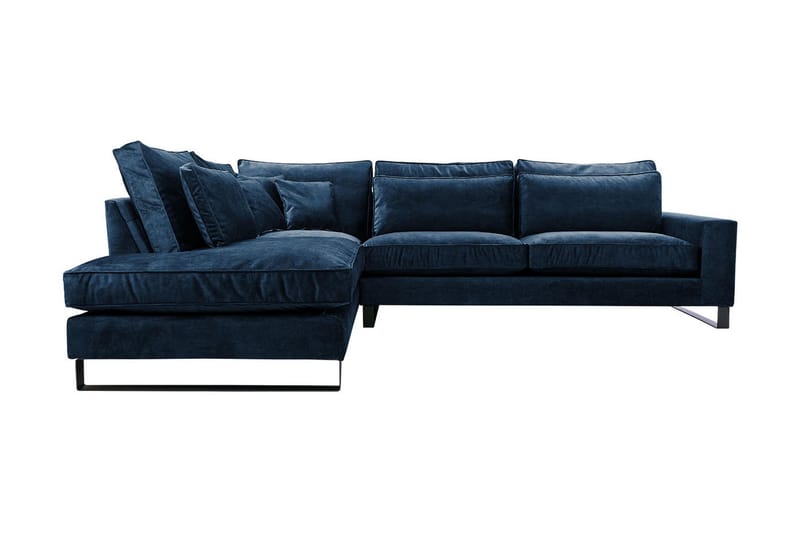 3-seters Hjørnesofa Taboras - Fløyel/Blå - Fløyelssofaer - 3 seters sofa med divan - Sofaer med sjeselong