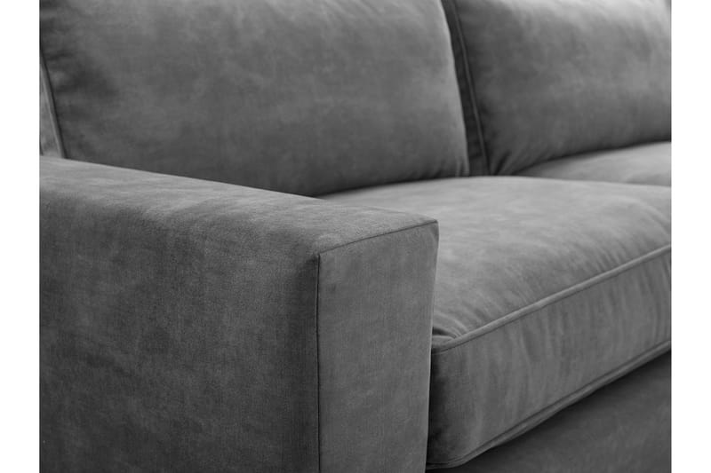 3-seters Hjørnesofa Taboras - Fløyel/Grå - Fløyelssofaer - 3 seters sofa med divan - Sofaer med sjeselong