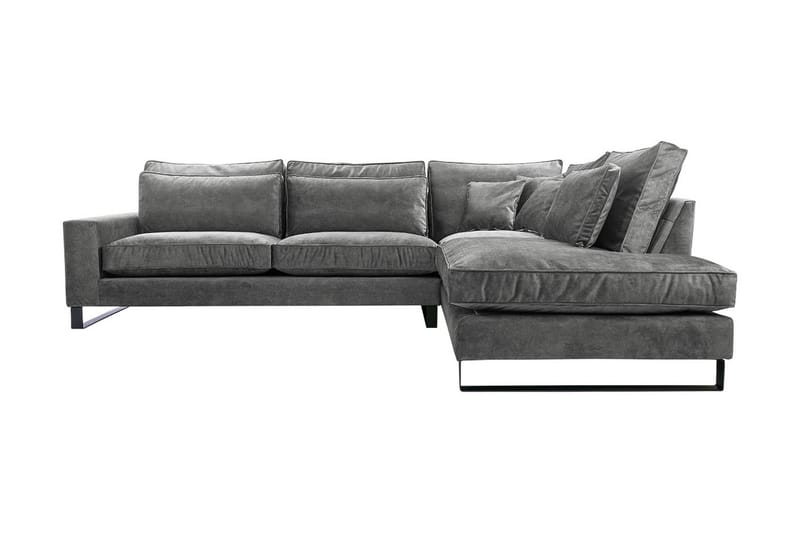 3-seters Hjørnesofa Taboras - Fløyel/Grå - Fløyelssofaer - 3 seters sofa med divan - Sofaer med sjeselong