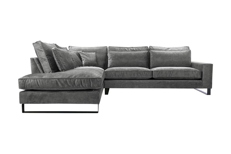 3-seters Hjørnesofa Taboras - Fløyel/Grå - Fløyelssofaer - 3 seters sofa med divan - Sofaer med sjeselong