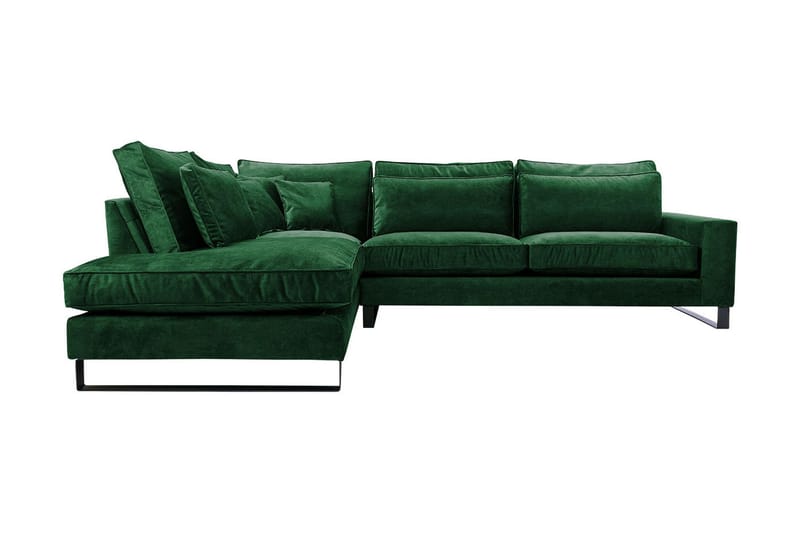 3-seters Hjørnesofa Taboras - Fløyel/Grønn - Fløyelssofaer - 3 seters sofa med divan - Sofaer med sjeselong