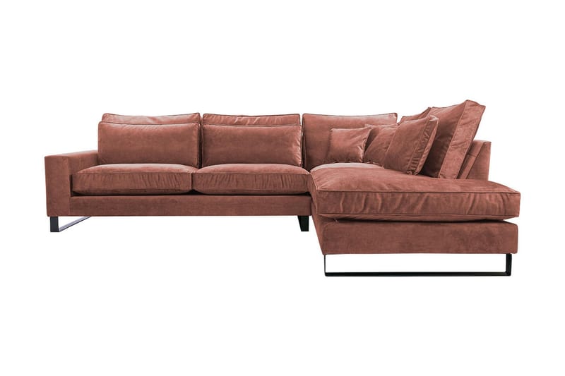 3-seters Hjørnesofa Taboras - Fløyel/Rosa - Fløyelssofaer - 3 seters sofa med divan - Sofaer med sjeselong