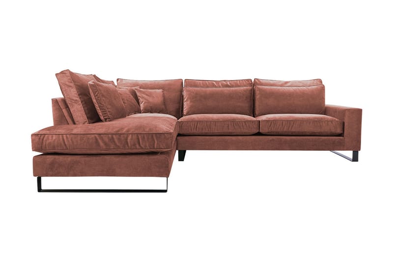 3-seters Hjørnesofa Taboras - Fløyel/Rosa - Fløyelssofaer - 3 seters sofa med divan - Sofaer med sjeselong