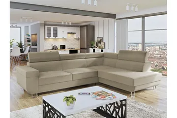 3-seters Hjørnesovesofa - Beige - Møbler - Sofaer - Sovesofaer - Langsgående sovesofa