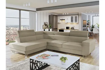 3-seters Hjørnesovesofa - Beige - Møbler - Sofaer - Sovesofaer - Langsgående sovesofa