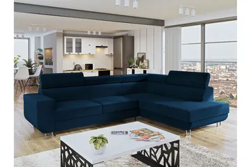 3-seters Hjørnesovesofa - Blå - Møbler - Sofaer - Sovesofaer - Langsgående sovesofa