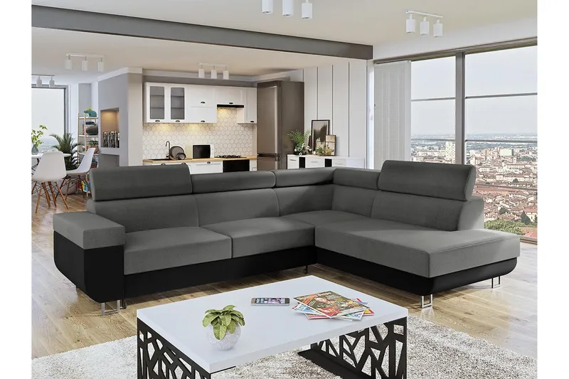 3-seters Hjørnesovesofa - Grå - Møbler - Sofaer - Sovesofaer - Langsgående sovesofa