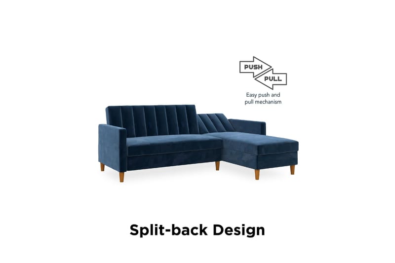 3-sits Divansovesofa Celine Fløyel/Marineblå - Dorel Home - Fløyelssofaer - Sovesofa divan