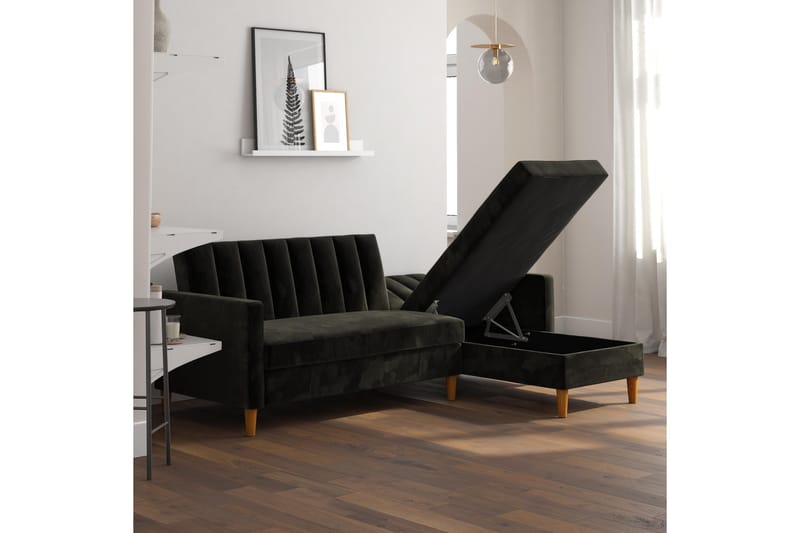 3-sits Divansovesofa Celine Fløyel/Svart - Dorel Home - Fløyelssofaer - Sovesofa divan