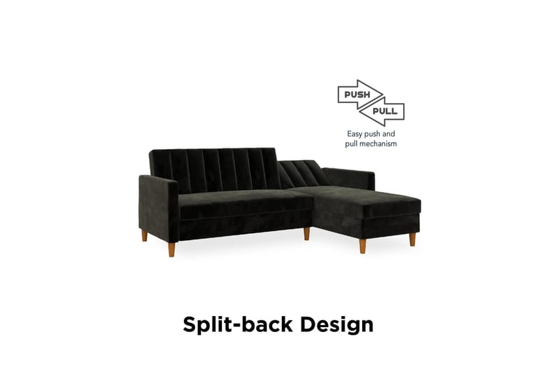 3-sits Divansovesofa Celine Fløyel/Svart - Dorel Home - Fløyelssofaer - Sovesofa divan