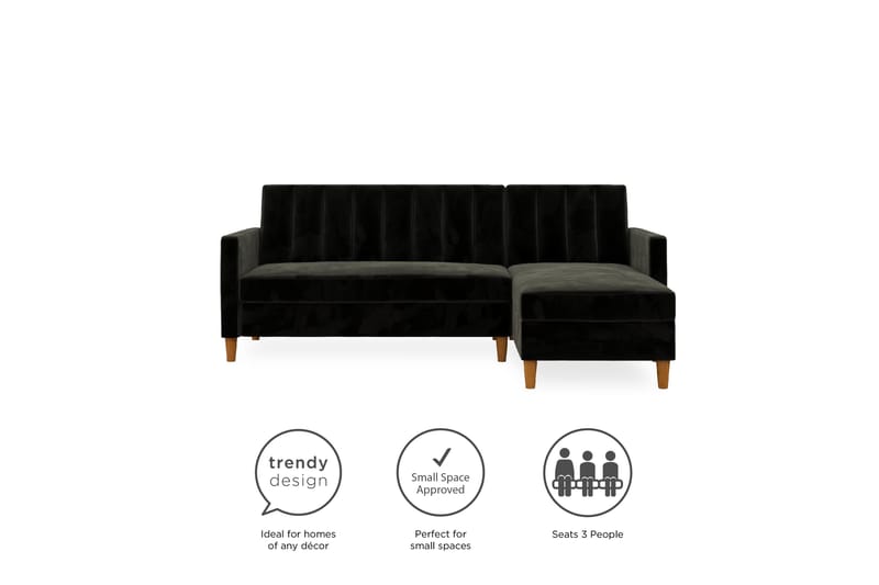 3-sits Divansovesofa Celine Fløyel/Svart - Dorel Home - Fløyelssofaer - Sovesofa divan