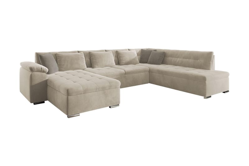 4-seters Hjønresovesofa Sororia - Beige - Fløyelssofaer - Sovesofa divan