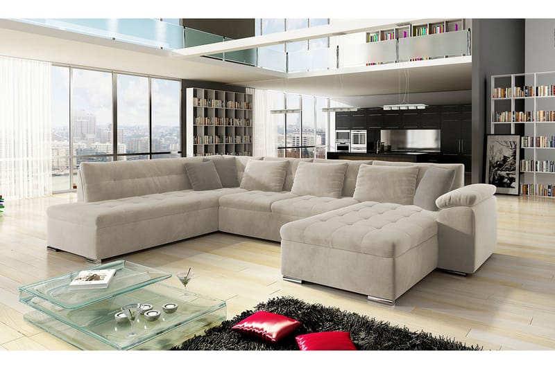 4-seters Hjønresovesofa Sororia - Beige - Møbler - Sofaer - Fløyelssofaer