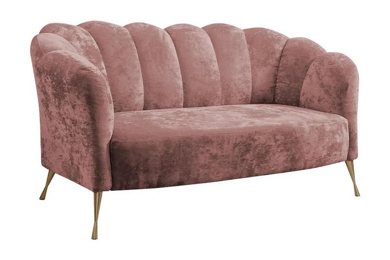 Adrial 2-seters Sofa - Fløyel/Rosa/Gull - Møbler - Sofaer - Fløyelssofaer