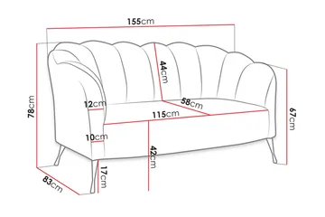 Adrial 2-seters Sofa - Fløyel/Rosa/Gull - Møbler - Sofaer - Fløyelssofaer