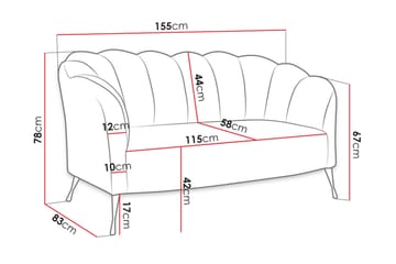 Adrial 2-seters Sofa - Fløyel/Rosa/Gull - Møbler - Sofaer - Fløyelssofaer