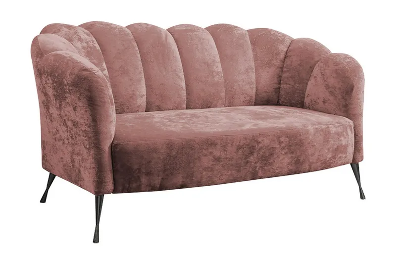 Adrial 2-seters Sofa, Fløyel/Rosa/Svart Krom
