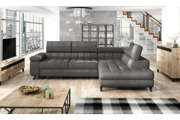 Azoulay Hjørnesofa Høyre - Grå - Møbler - Sofaer - Fløyelssofaer