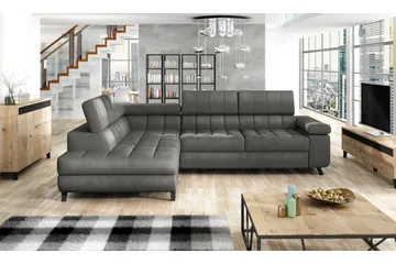 Azoulay Hjørnesofa Venstre - Grå - Møbler - Sofaer - Fløyelssofaer