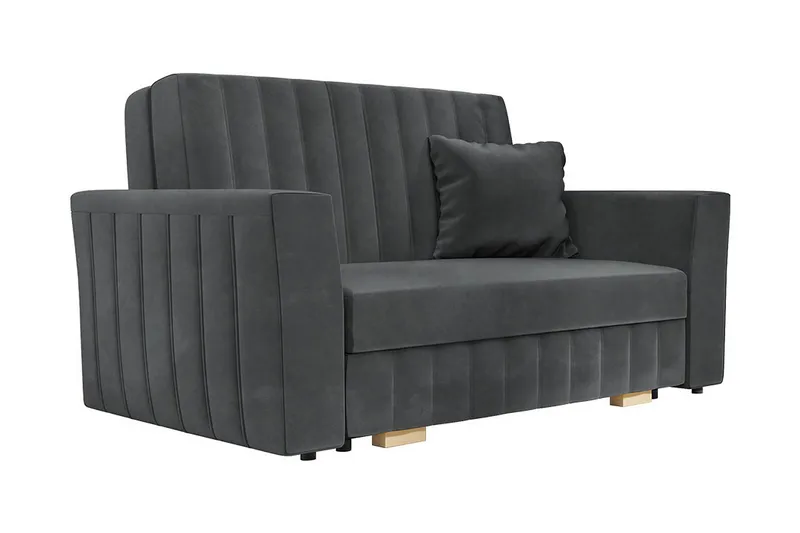 Bensbyn 2-seter Sovesofa 132x196 cm Sovbar Vertikalt Sydd i Stoff, Grå