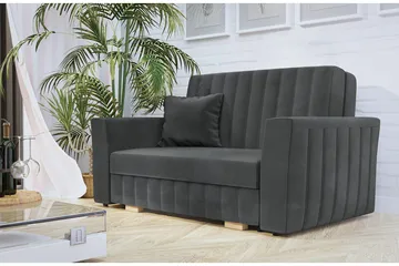 Bensbyn 2-seter Sovesofa 132x196 cm Sovbar Vertikalt Sydd i Stoff - Grå - Møbler - Sofaer - Sovesofaer - 2 seters sovesofa