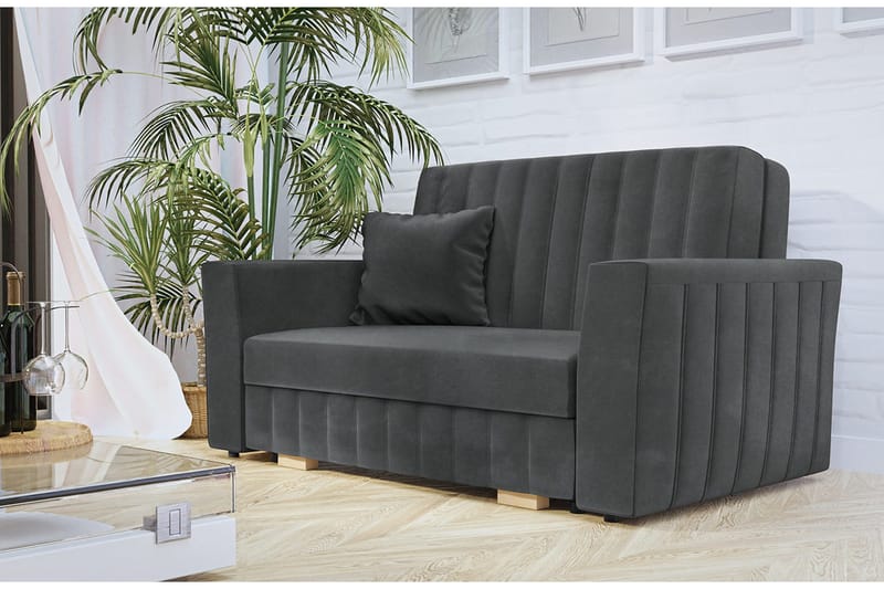 Bensbyn 2-seter Sovesofa 132x196 cm Sovbar Vertikalt Sydd i Stoff - Grå - Møbler - Sofaer - Sovesofaer - 2 seters sovesofa