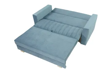 Bensbyn 2-seter Sovesofa med Oppbevaring og Vertikale Sømmer i Fløyel - Grå - Møbler - Sofaer - Sovesofaer - 2 seters sovesofa