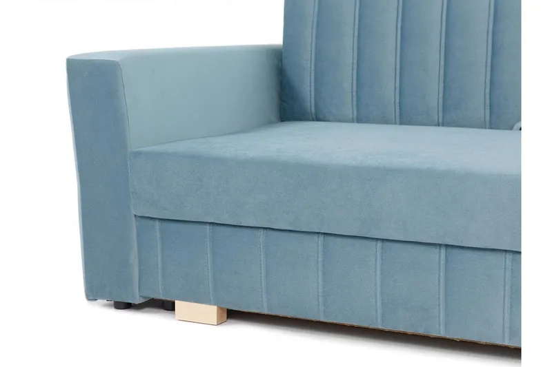 Bensbyn 2-seter Sovesofa med Oppbevaring og Vertikale Sømmer i Fløyel - Rosa - Møbler - Sofaer - Sovesofaer - 2 seters sovesofa