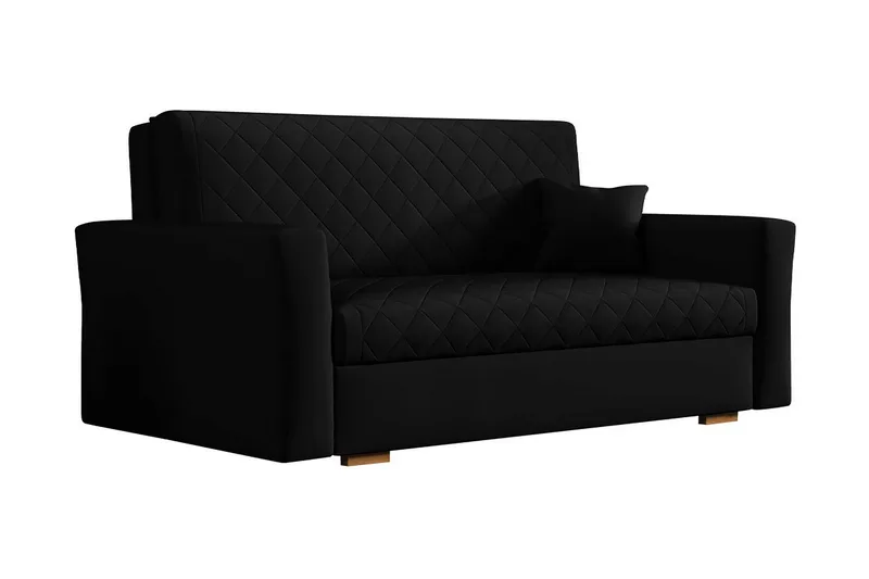 Bensbyn 3-seter Sovesofa 132x196 cm Sovbar Rutemønstret i Stoff, Sort