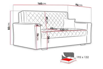 Bensbyn 3-seter Sovesofa 132x196 cm Sovbar Rutemønstret i Stoff - Svart - Møbler - Sofaer - Sovesofaer - 3 seters sovesofa