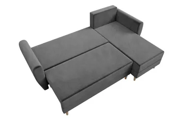 Bornalle 3-seter L-formet Sovesofa 130x200 cm med Oppbevaring i Fløyel - Gul - Møbler - Sofaer - Sovesofaer - Sovesofa divan