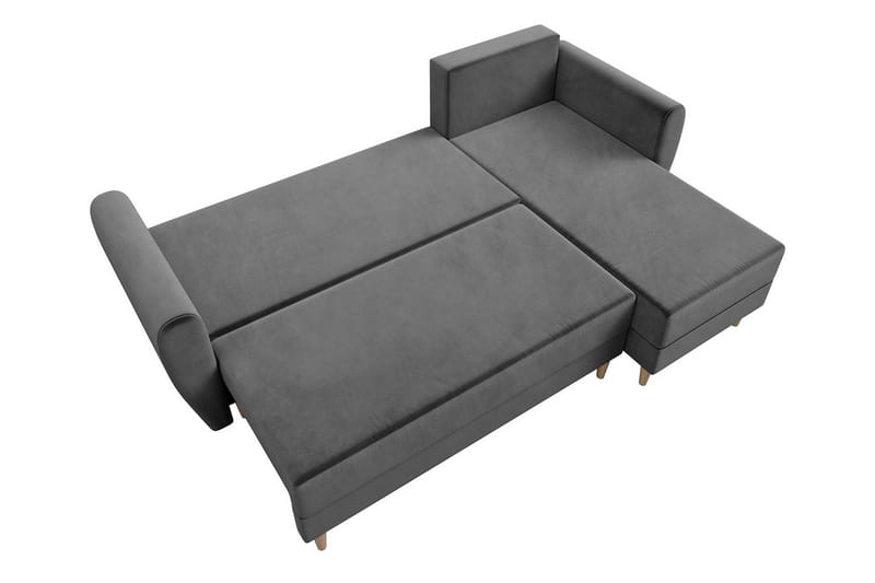 Bornalle 3-seter L-formet Sovesofa 130x200 cm med Oppbevaring i Fløyel - Hvit - Møbler - Sofaer - Sovesofaer - Sovesofa divan