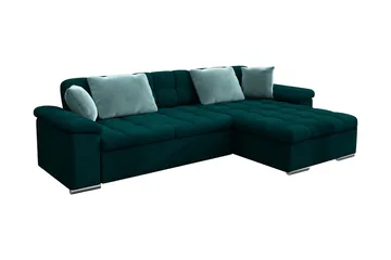 Camior 4-seter Høyrevendt Hjørnesovesofa 129x227 cm med Oppbevaring i Fløyel - Grønn - Møbler - Sofaer - Fløyelssofaer